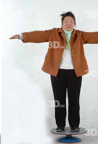 Whole Body Woman T poses Asian Casual Overweight Studio photo references