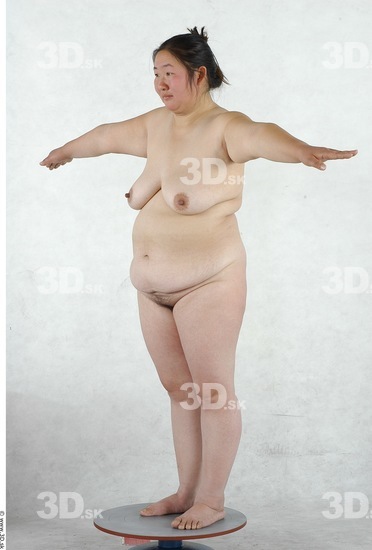 Whole Body Woman T poses Asian Nude Overweight Studio photo references