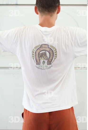 Upper Body Man White Casual T shirt Average