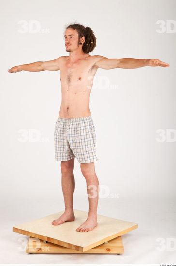 Whole Body Man T poses Historical Underwear Slim Studio photo references