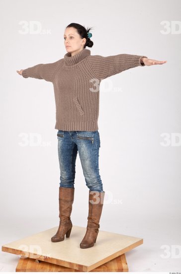 Whole Body Woman T poses Casual Slim Studio photo references