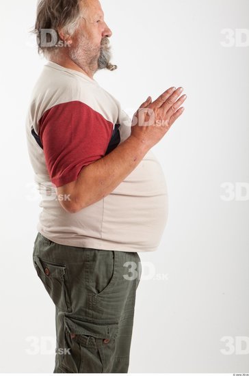 Arm Man Animation references White Casual T shirt Overweight Bearded