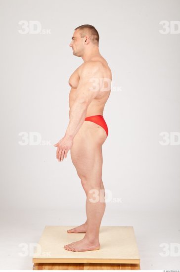 Whole Body Man White Underwear Muscular Studio photo references