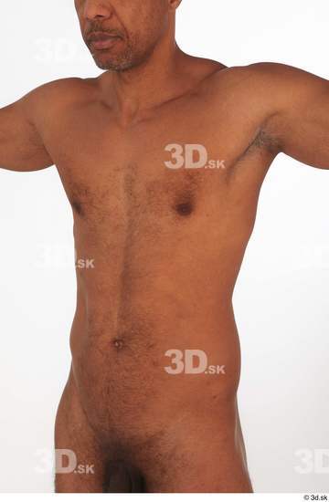 Upper Body Man Black Nude Slim Studio photo references