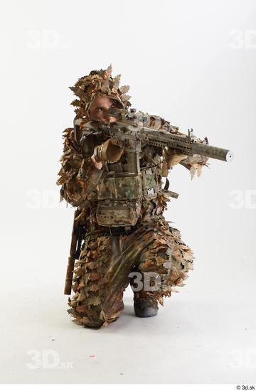 Whole Body Weapons-Rifle Man Pose with machine rifle White Army Athletic Studio photo references