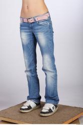 Leg Whole Body Woman Casual Jeans Slim Studio photo references