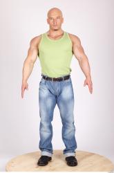 Whole Body Man Casual Muscular Studio photo references