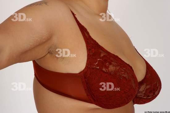 Chest Whole Body Emotions Woman Artistic poses Tattoo Underwear Slim Overweight Studio photo references