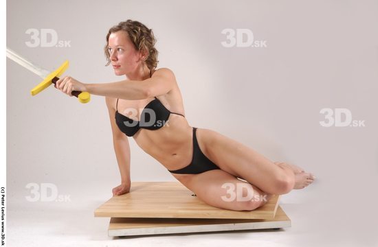 Whole Body Woman Pose with sword Underwear Muscular Studio photo references