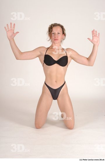 Hand Whole Body Woman Pose with sword Hand pose Underwear Muscular Studio photo references