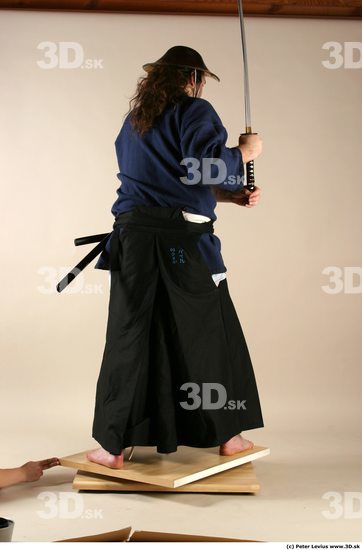 Whole Body Phonemes Man Pose with sword White Hairy Historical Average Male Studio Poses