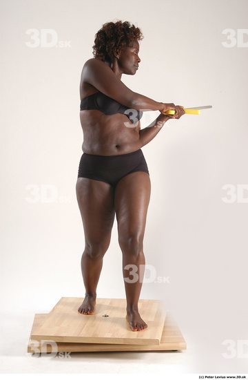 Whole Body Woman Pose with sword Black Underwear Chubby