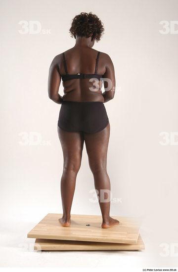 Whole Body Woman Pose with pistol Black Underwear Chubby