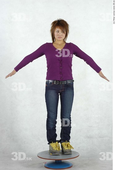 Whole Body Woman Asian Casual Average Studio photo references