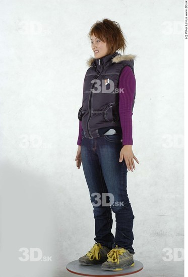 Whole Body Woman Asian Casual Average Studio photo references