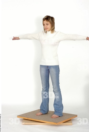 Whole Body Woman T poses Casual Slim Studio photo references