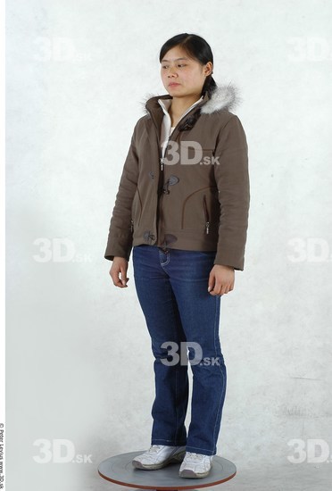 Whole Body Woman Asian Casual Slim Chubby Studio photo references