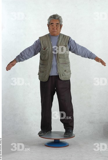 Whole Body Man Asian Casual Overweight Studio photo references