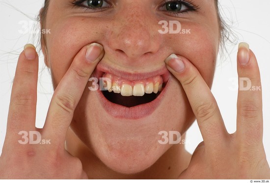 Whole Body Teeth Woman T poses Piercing Underwear Shoes Slim Average Studio photo references