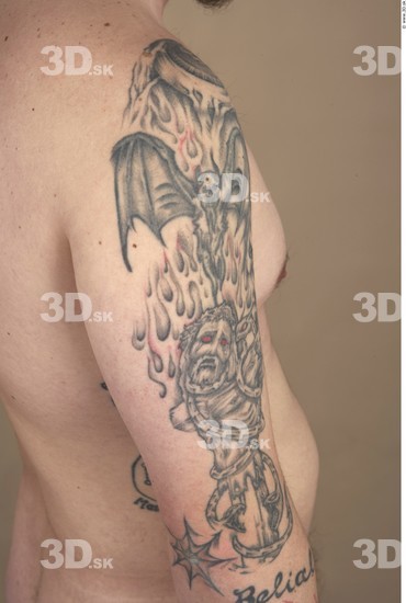 Whole Body Man Tattoo Nude Average Studio photo references