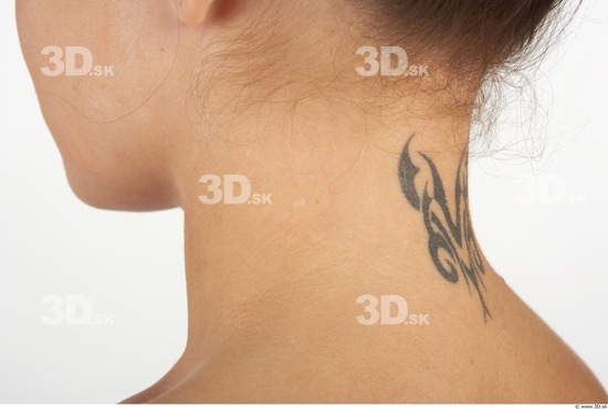 Neck Whole Body Woman Tattoo Nude Slim Studio photo references