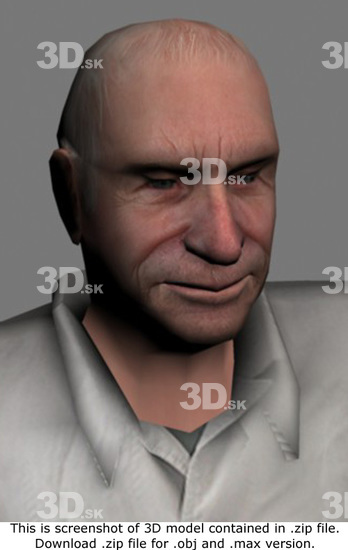 Head Man White Casual Average 3D Models