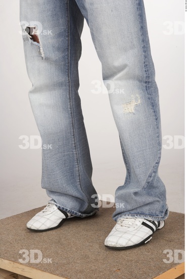 Calf Whole Body Man White Casual Jeans Average Studio photo references