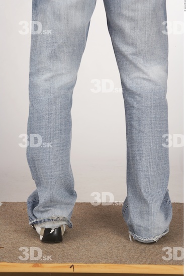 Calf Whole Body Man White Casual Jeans Average Studio photo references