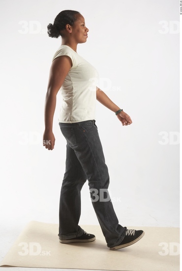 Whole Body Phonemes Woman Animation references Black Nude Casual Jeans Chubby Studio photo references