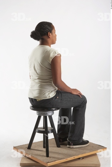 Whole Body Phonemes Woman Artistic poses Black Nude Casual Jeans Chubby Studio photo references