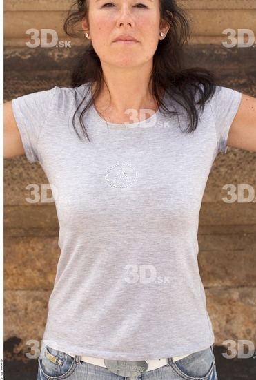 Upper Body Woman White Casual T shirt Average