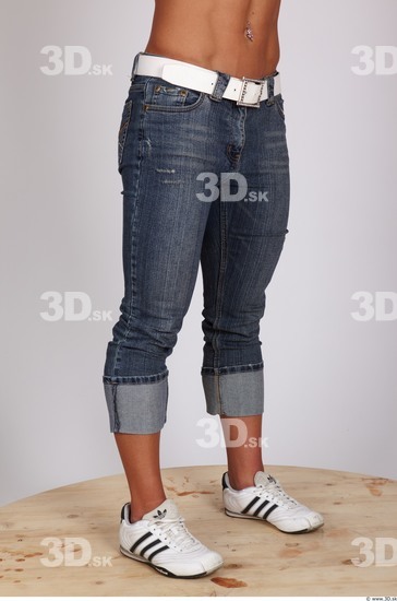 Leg Whole Body Woman Nude Casual Jeans Muscular Studio photo references