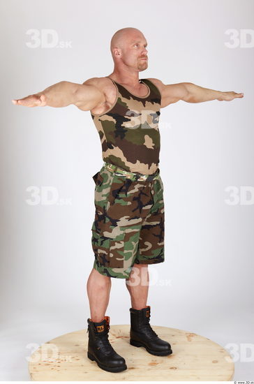Whole Body Man T poses Army Muscular Studio photo references