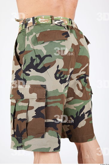 Thigh Whole Body Man Army Shorts Muscular Studio photo references