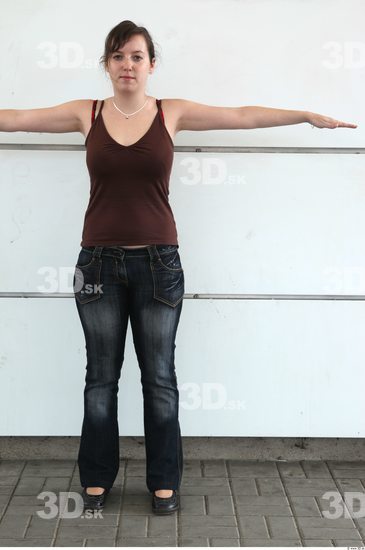 Whole Body Woman T poses Casual Chubby Street photo references