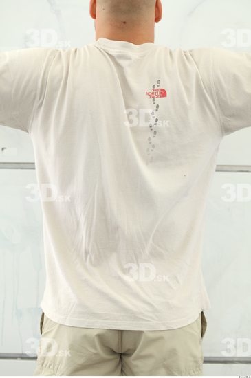 Upper Body Man White Sports T shirt Overweight
