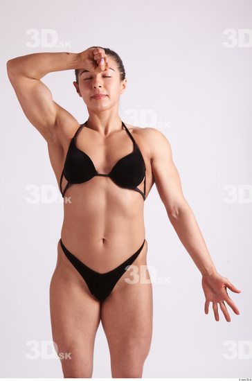 Arm Upper Body Woman Sports Swimsuit Muscular Studio photo references