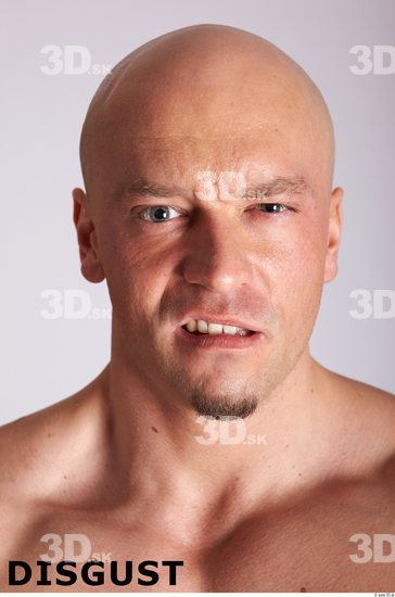 Face Emotions Man White Muscular Bald