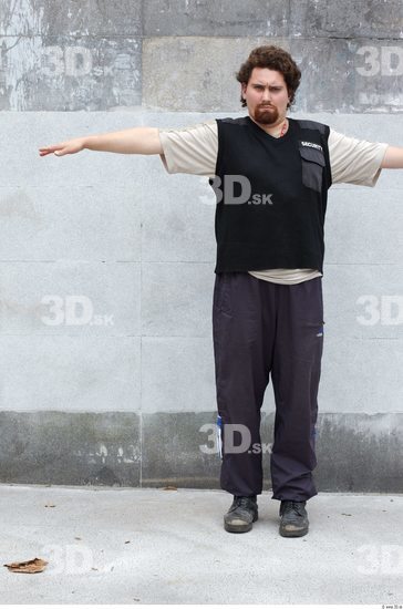 Whole Body Man T poses White Uniform Overweight
