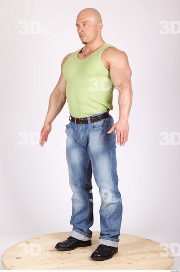 Whole Body Man Casual Muscular Studio photo references