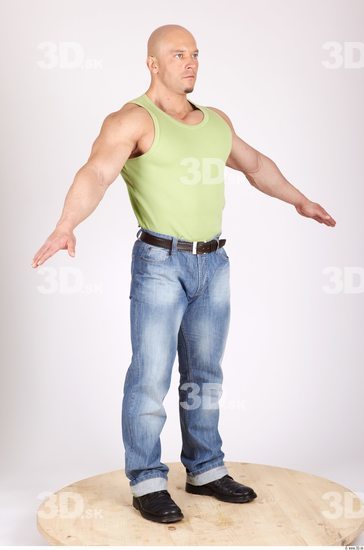 Whole Body Man Casual Muscular Studio photo references