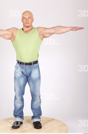 Whole Body Man T poses Casual Muscular Studio photo references