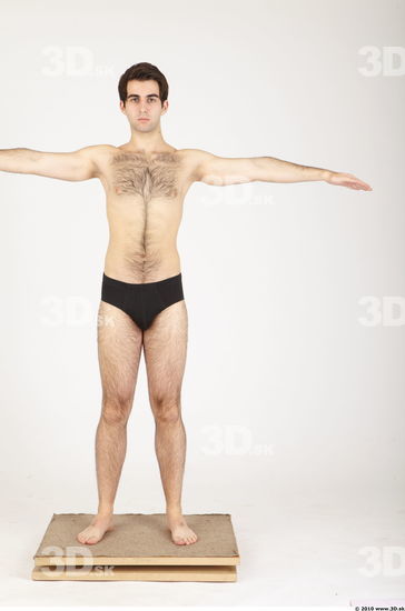 Whole Body Man Animation references T poses Hairy Casual Underwear Pants Athletic Studio photo references