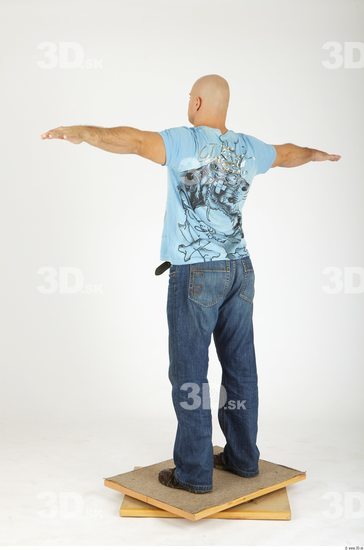 Whole Body Man T poses Casual Chubby Bald Studio photo references