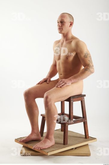 Whole Body Man Artistic poses Tattoo Nude Casual Athletic Studio photo references