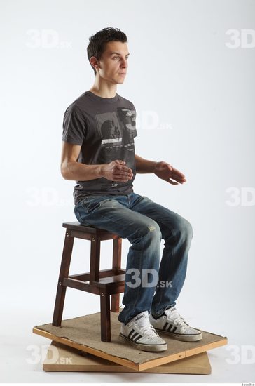 Whole Body Man Artistic poses White Casual Slim