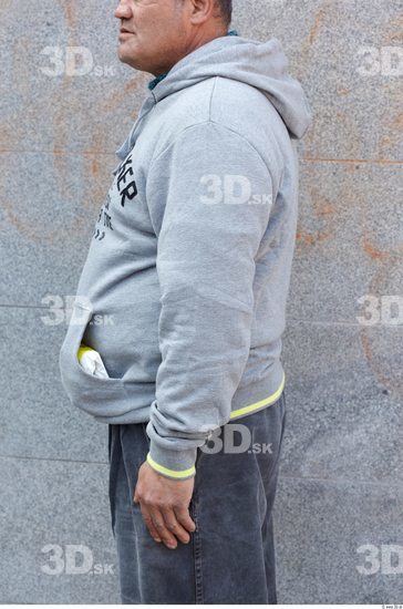 Arm Head Man White Casual Sports Sweatshirt Overweight Bald Street photo references