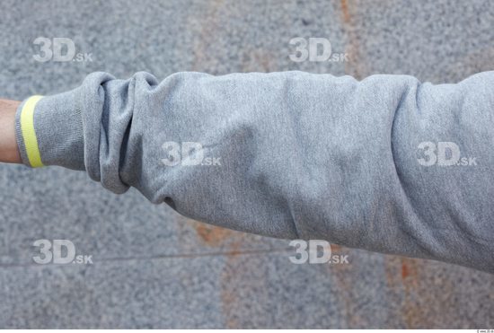 Forearm Head Man White Casual Sports Sweatshirt Overweight Bald Street photo references