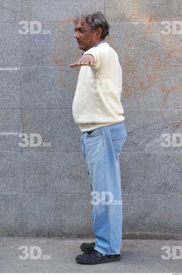 Whole Body Head Man T poses White Casual Overweight Bald Street photo references