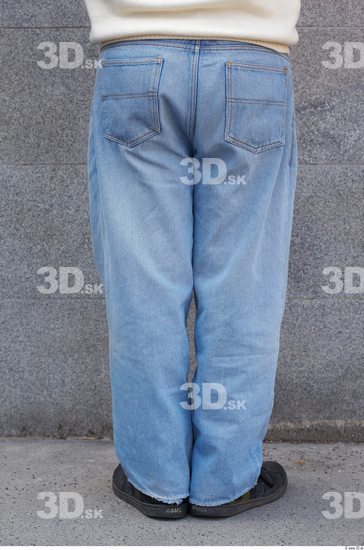 Leg Head Man White Casual Jeans Overweight Bald Street photo references